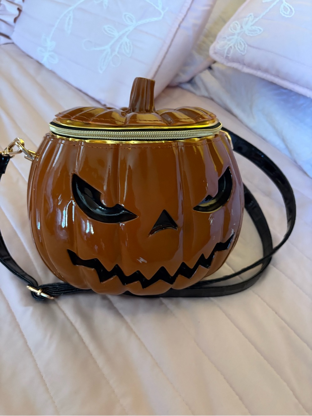 Halloween Pumpkin Crossbody Bag - orange Faux Patent